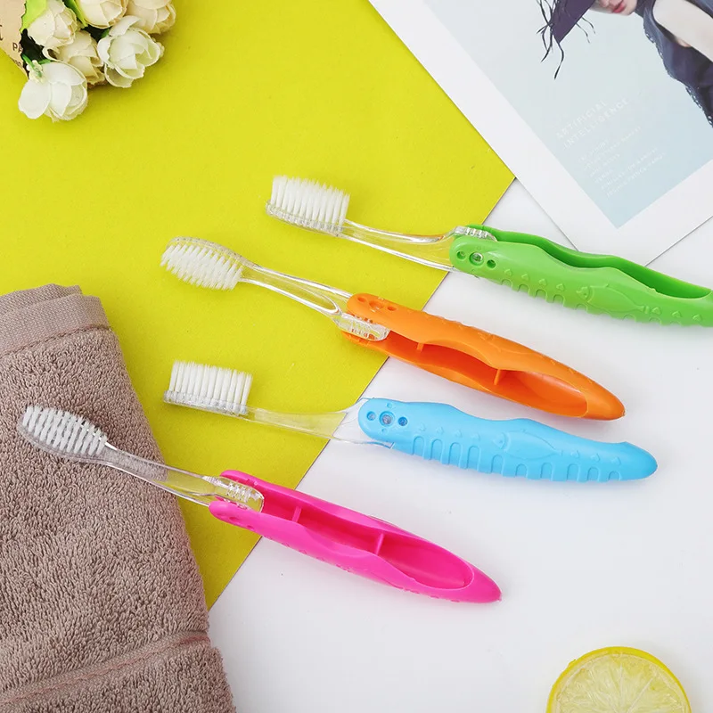 

Portable Oral Cleaning Random Color Folding Toothbrush Travel Shrimp Shell Shape Toothbrush Nylon Soft Hair Travel Toothbrush