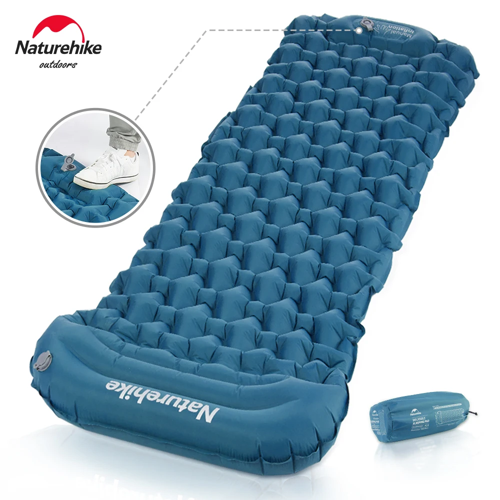 

Naturehike Inflatable Mattress Camping Ultralight Mat with Pillow Built-in Foot Pump Lightweight Sleeping Pad 1.8 R-Value