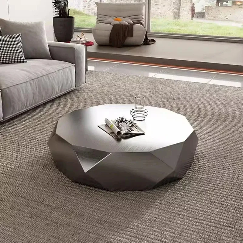 Modern Simple Light Luxury Living Room Home New Designer Shaped Creative Circular Minimalist Sofa Stainless Steel Coffee Table