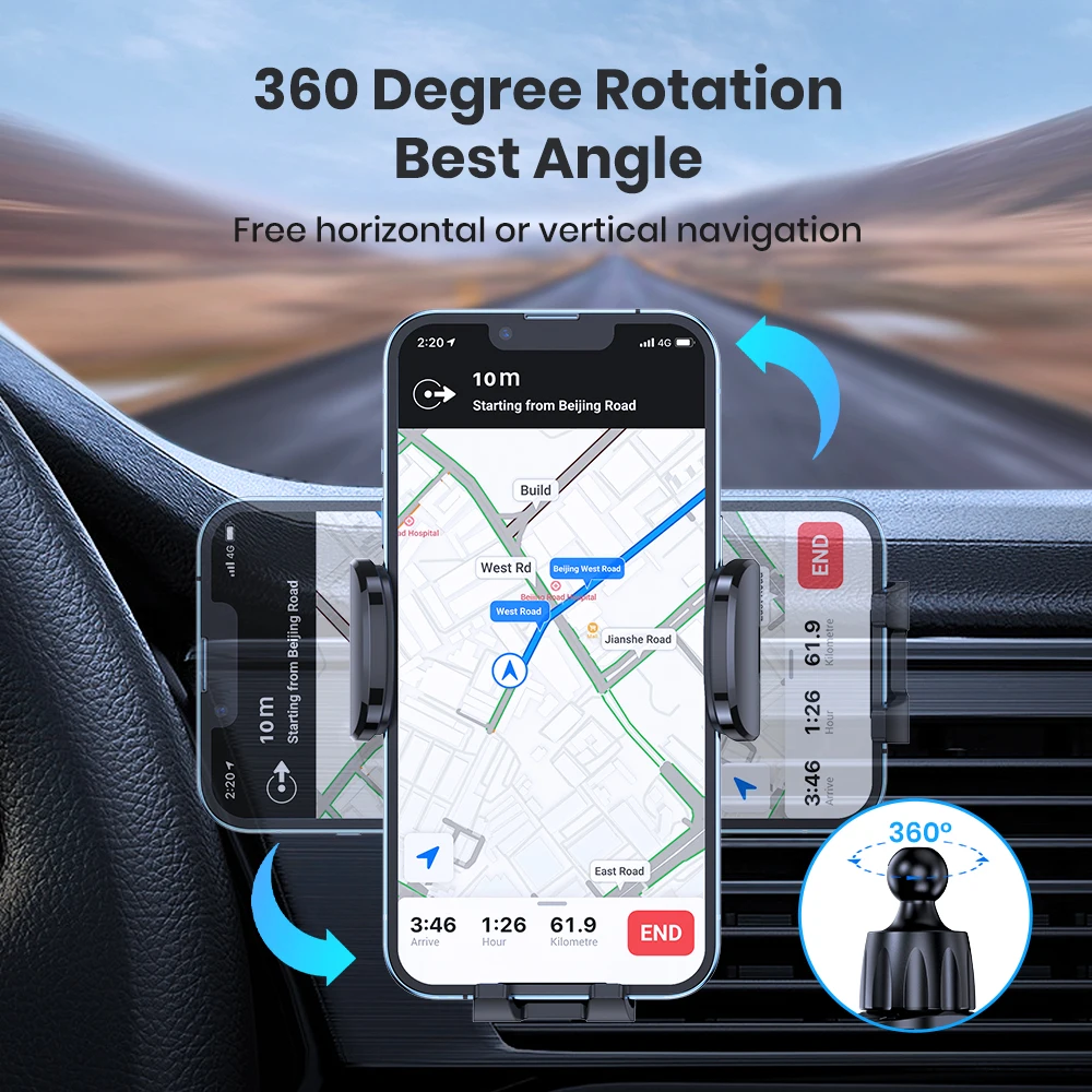 TOPK Car Phone Holder Air Vent Car Mount [Big Phone & Thick Cases] Hands Free Cell Phone Automobile Clamp Cradles for All Phones