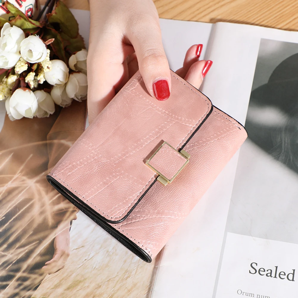 กระเป๋าสตางค์ผู้หญิงวินเทจหนังสั้นกระเป๋าสตางค์ขนาดเล็กมินิหญิงแฟชั่น Multi-Card กระเป๋าใส่เหรียญกระเป๋าคลัทช์อเนกประสงค์