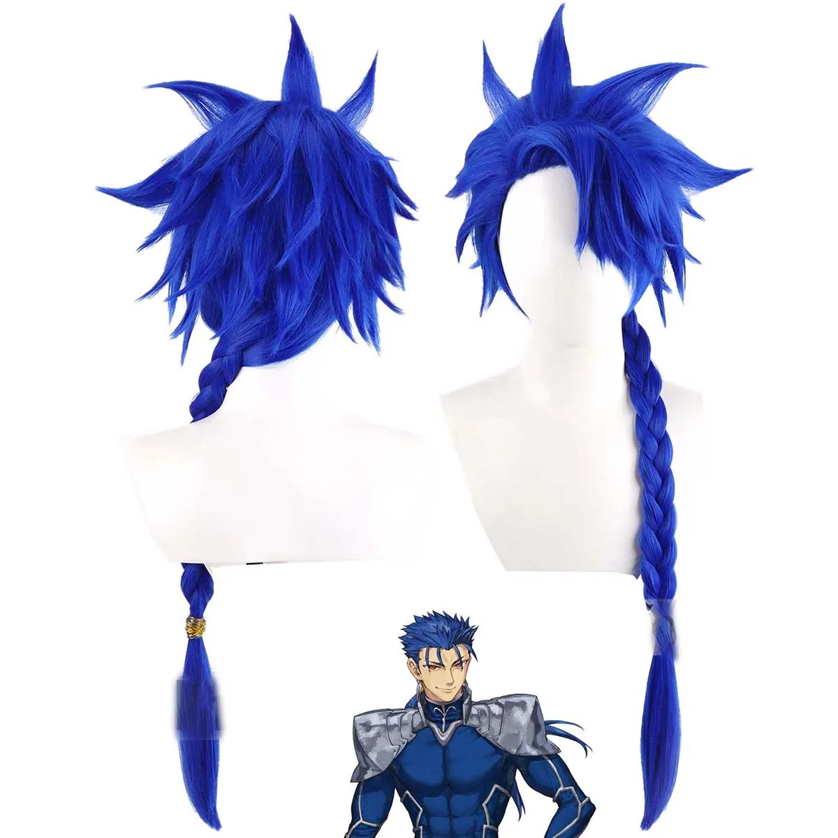 Women Game Fate Grand Order Lancer Cu Chulainn Cosplay Long Blue Braid Heat Resistant Synthetic Hair Wig