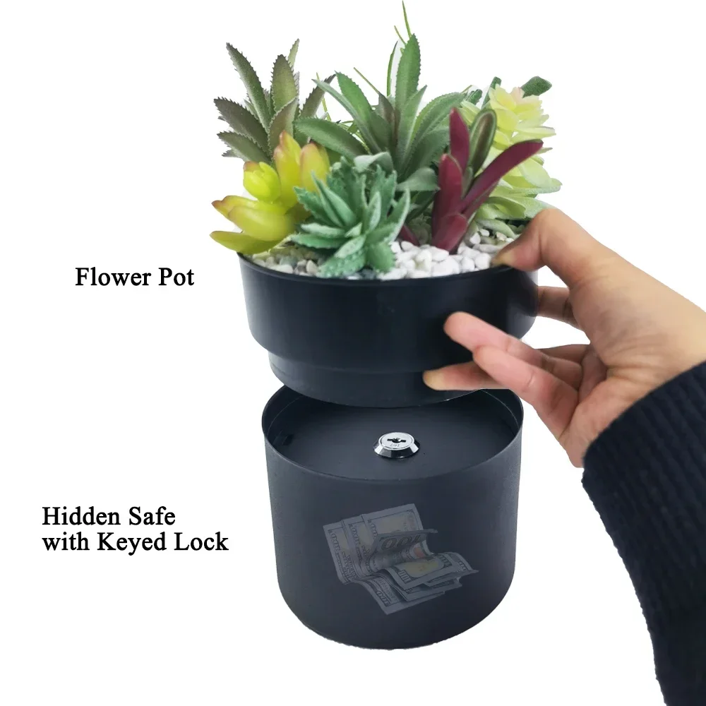 กล่องเงินส่วนตัว Double Layer ดอกไม้หม้อความปลอดภัย Surprise Secret Hideaway Plant Stash ซ่อนกุญแจเงินเครื่องประดับของมีค่า