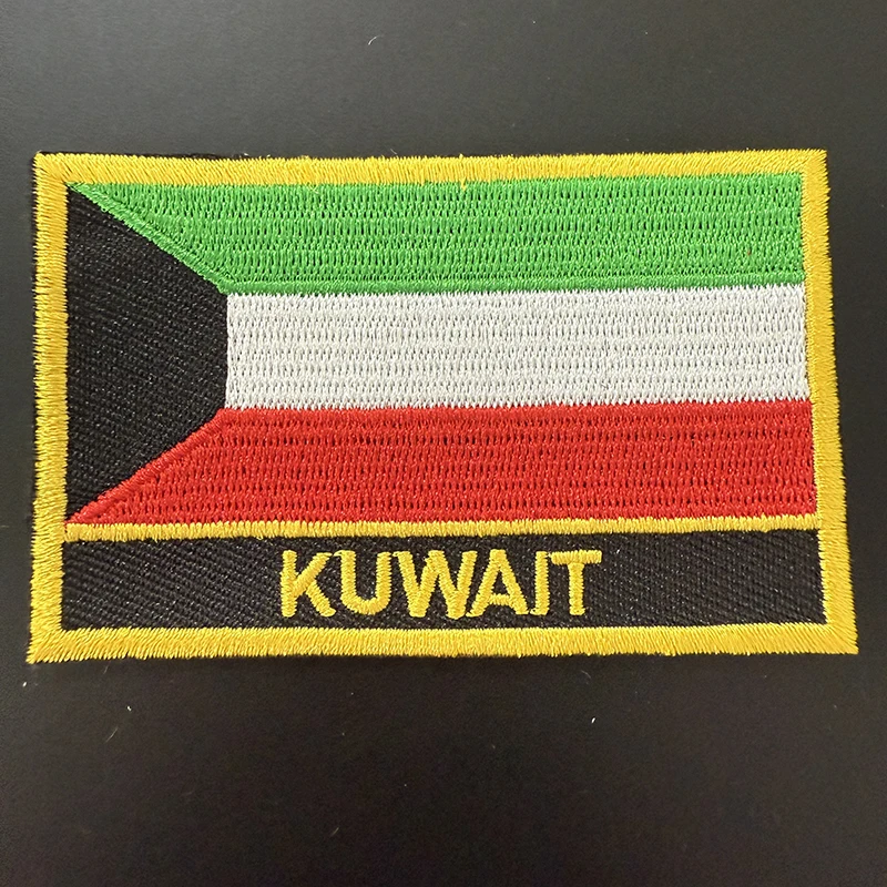 

Kuwait Flag Embroidery Patches Iron on Saw on Transfer patches Sewing Applications for Clothes in Home&Garden