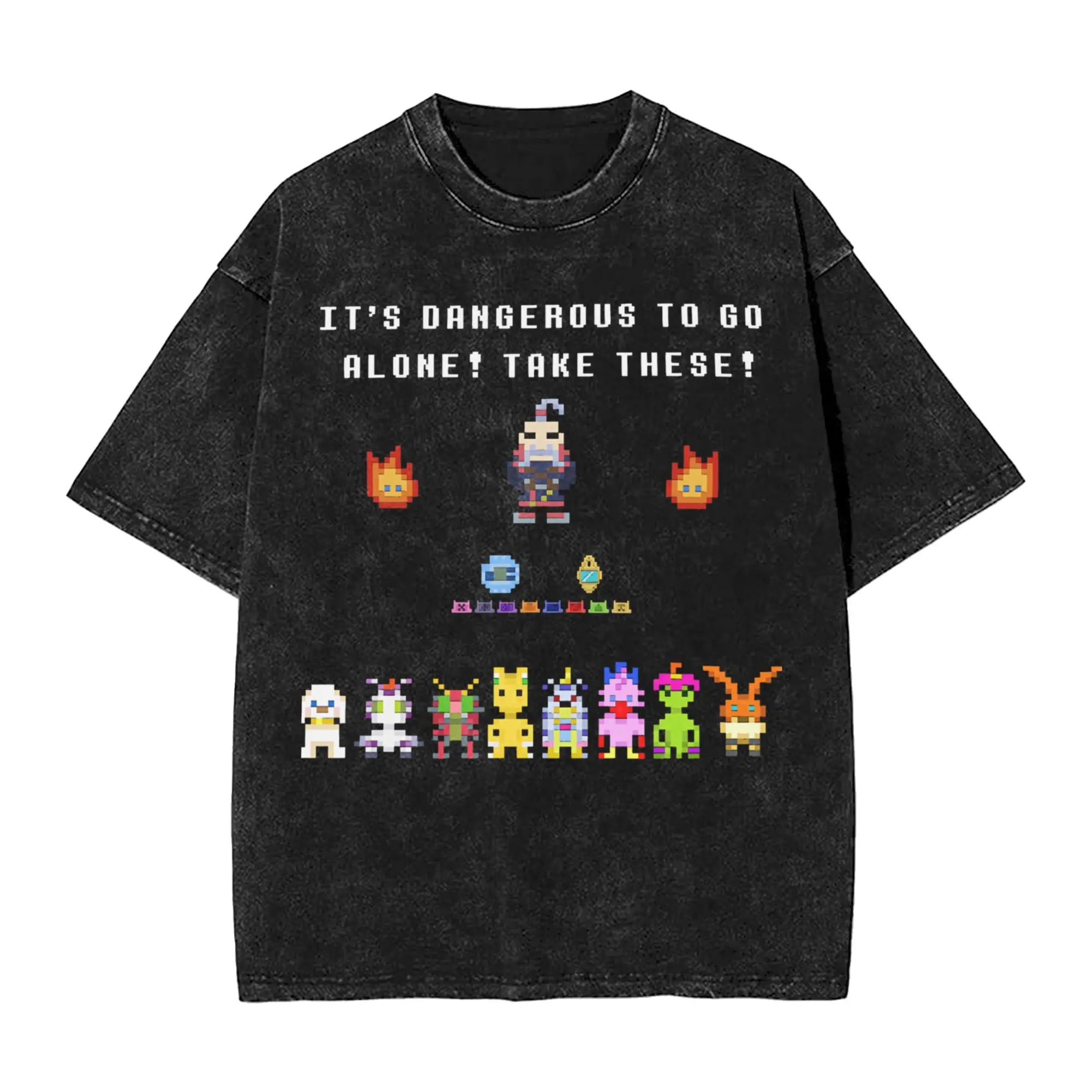 

Digital Monster Digimon Dangerous to Go alone, мытая футболка, уличная одежда, новинка, футболки, топы для мужчин и женщин, уличная одежда