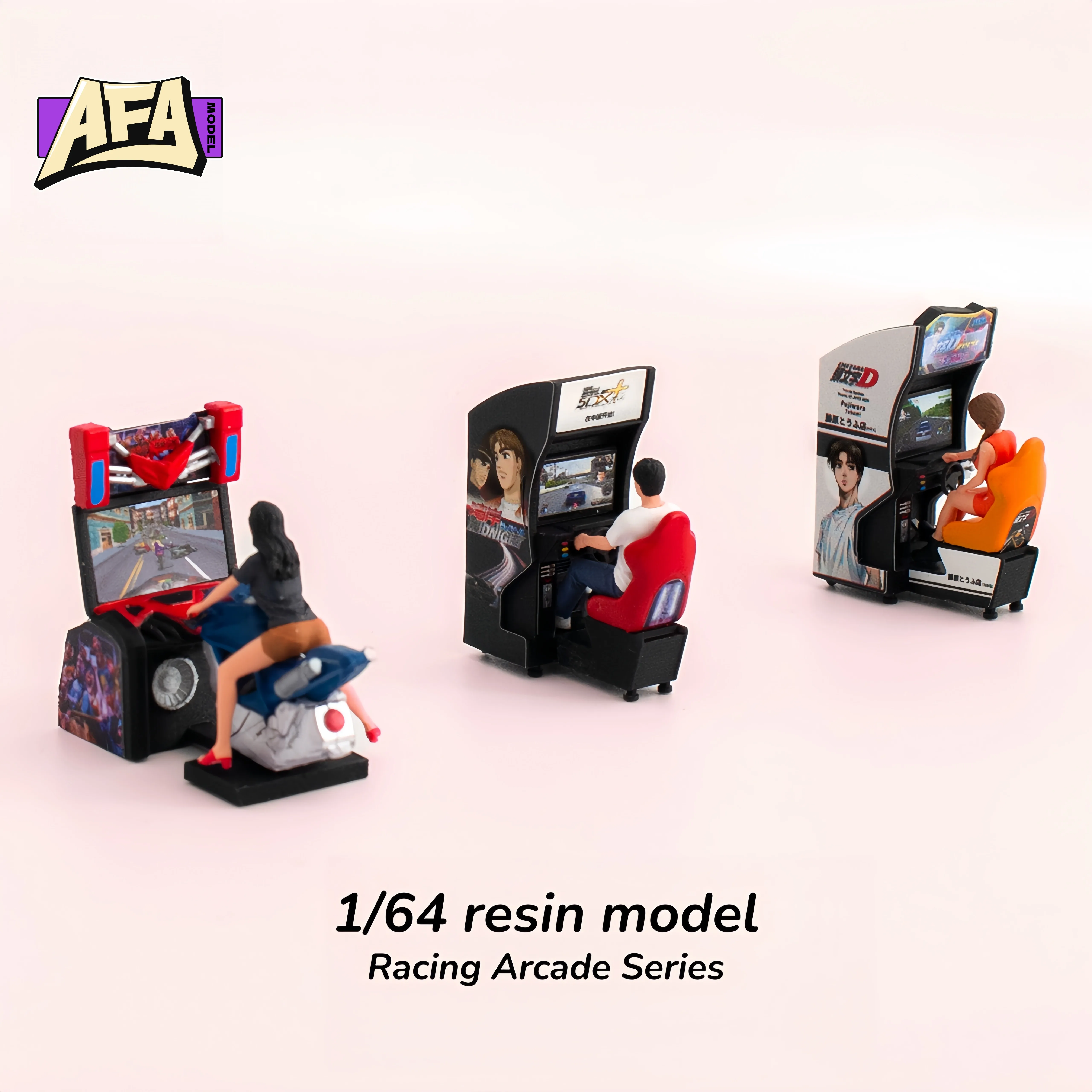 

2026 New 1/64 Racing Arcade Men and Women Gamers Miniature Dolls DIY Handmade Painting Scene Models Decoration Ornament Gift Toy