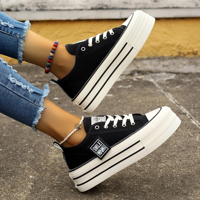 Spring and Summer Shallow Breathable Thick-soled Non-slip Wear-resistant Comfortable Casual Vulcanized Shoes for Women