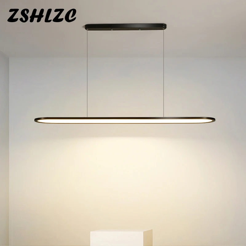 Modern Led Pendant Light 60 80 100 120cm Hanging Lamp Black&White&Gold Home LED Pendant Lamp for Dining room Kitchen Living room