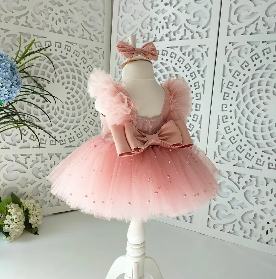 Kids Princess Dresses Baby Girls First Birthday Gown Children Festival Party Gowns Baby Baptism Vestidos