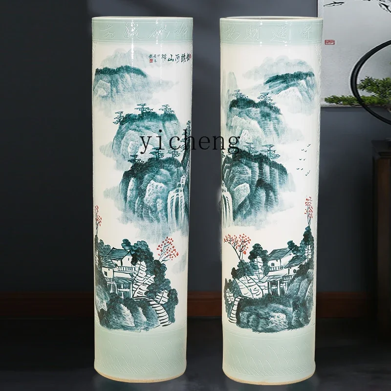 ZZc Ceramic Large Vase Living Room Floor Arrow Tube Company Opening Hotel Decoration Ornaments