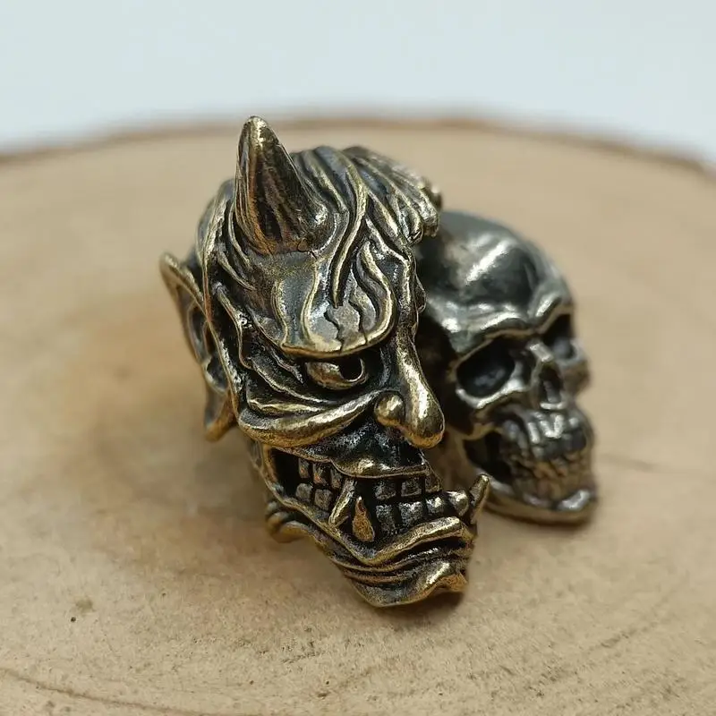 1/2Pcs Prajna Skull Brass Knife Beads EDC DIY Woven Bracelet Lanyard Pendant Outdoor Tool Hanging Charm Gift