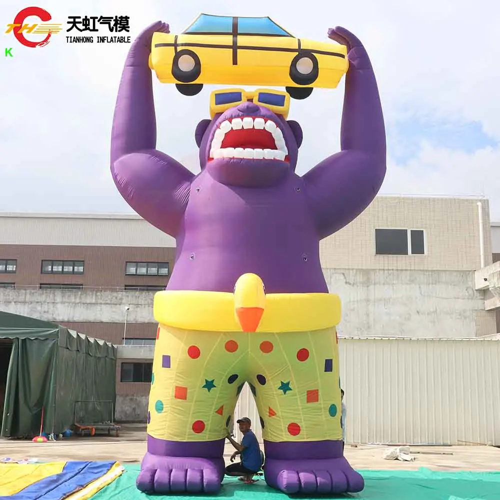 

4 м/6 м/8 м фиолетовый надувной горилла мультяшная модель гигантская надувная копия гориллы наземный шар для продажи