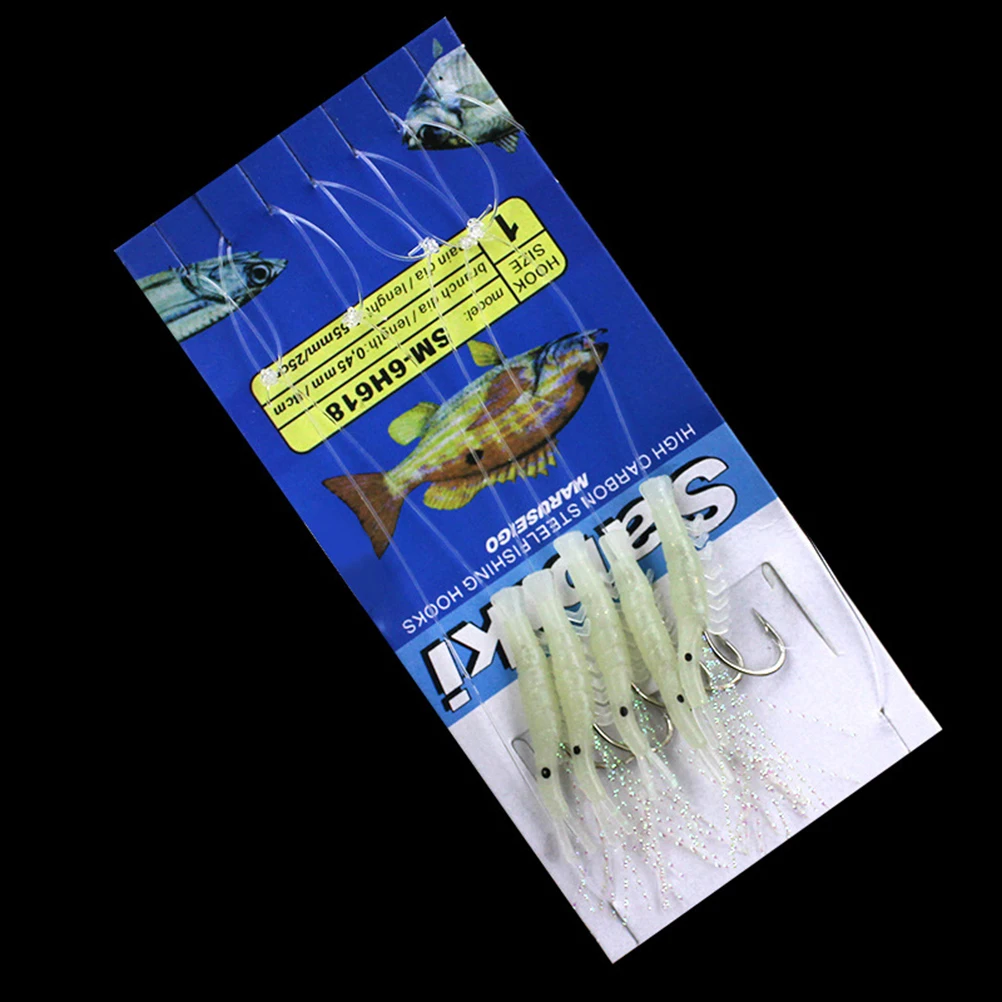 

3 Strings Luminous Fish Hook Soft Fishing Shrimp Lure Small Hooks Bait