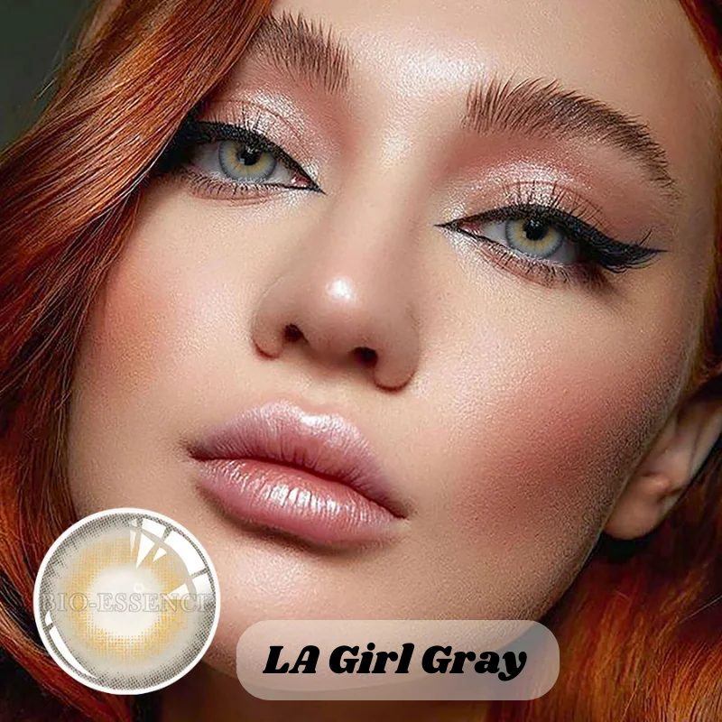 BIo-essence 1Pair Color Contact Lenses LA Girl Series Cosmetic Fashion Blue Green Gray Eye Pupilent with Color for Free Shipping