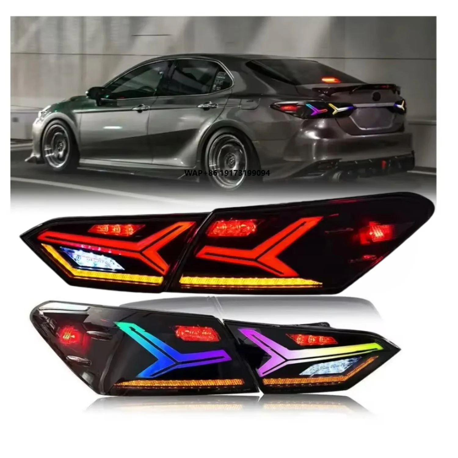 

8th Camry Upgrade Taillights for Camry 8th Gen 2018-2023 RGB LE SE XLE XSE TRD E-mark Tail Light Rear Lamp Assembly Pair