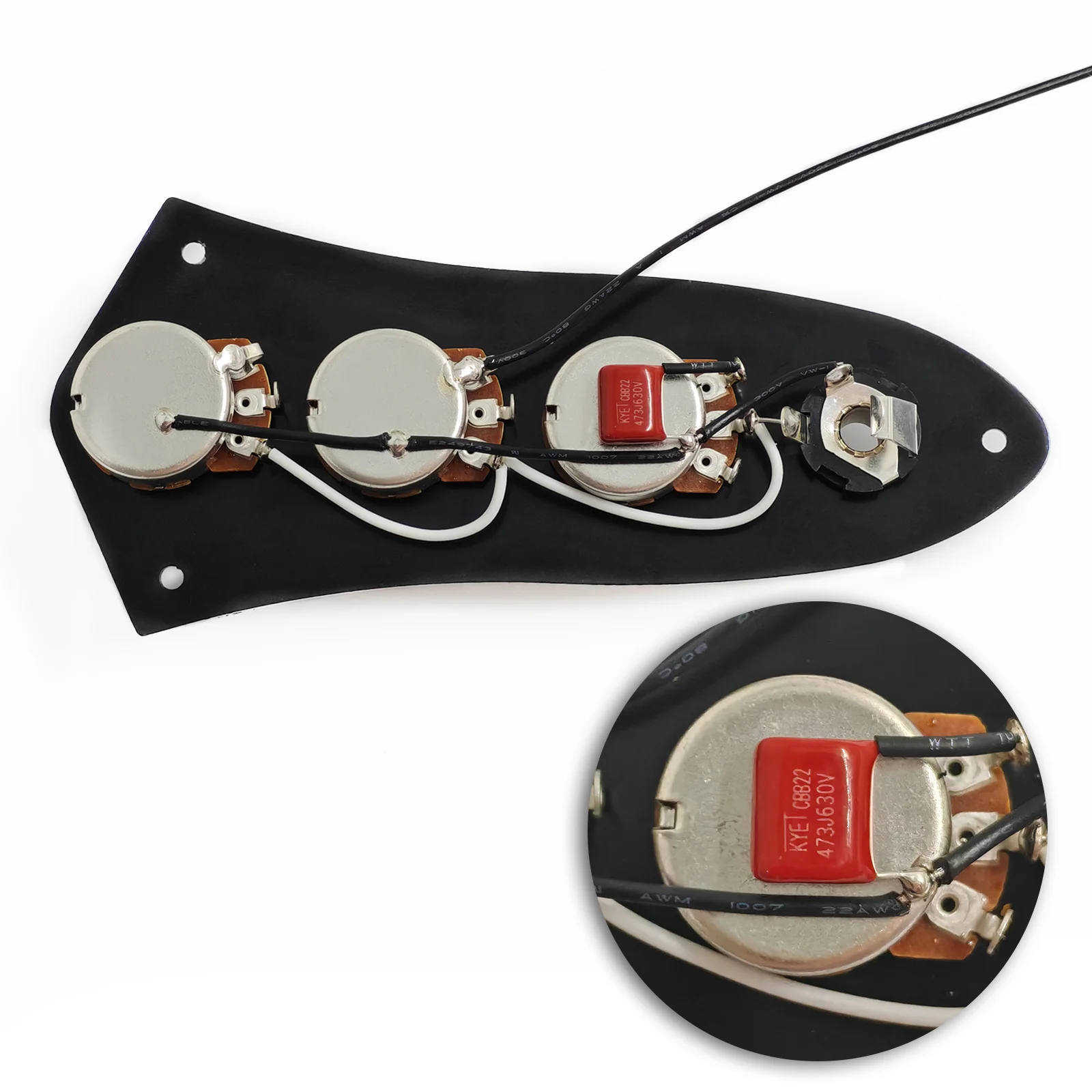 PHRILM Loaded J Bass Control Plate Vorverdrahtete Jazz Bass JB Control Plate mit Kabelbaum für Jazz Bass Gitarre – Detail 3