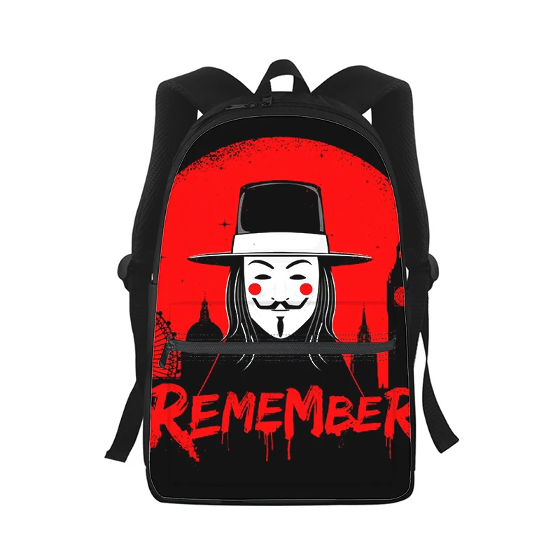 V for Vendetta 3D Print Mochila para homens e mulheres, mochila escolar, bolsa de ombro de viagem, estudante, laptop, moda, crianças