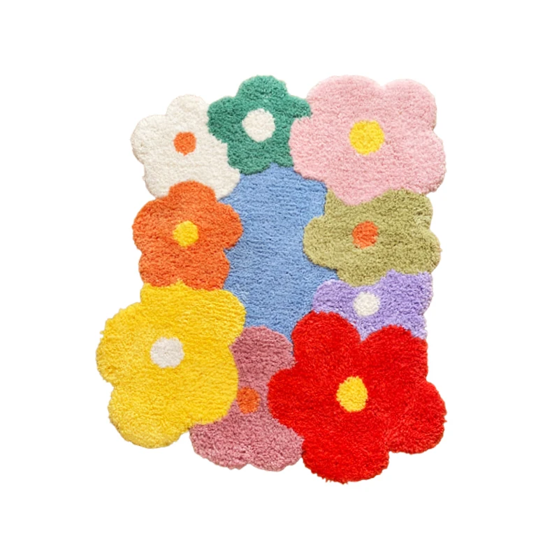 IG Decorative Carpet Flower Tufted Home Colorful Bedroom Bedside Irregular Large Area Rug Non-slip Floor Mat  سجادة اطفال коврик