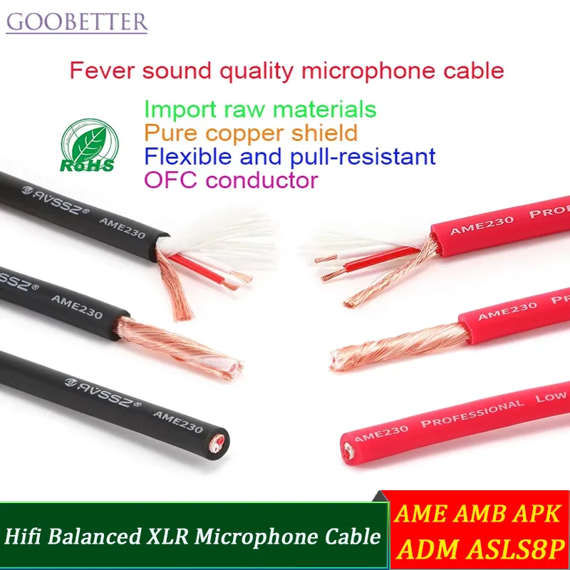 1m HiFi Balanced XLR Microphone Cable Dual Shield Noise Cancelling Low Noise for Studio Guitar Mixer Recording Equipment