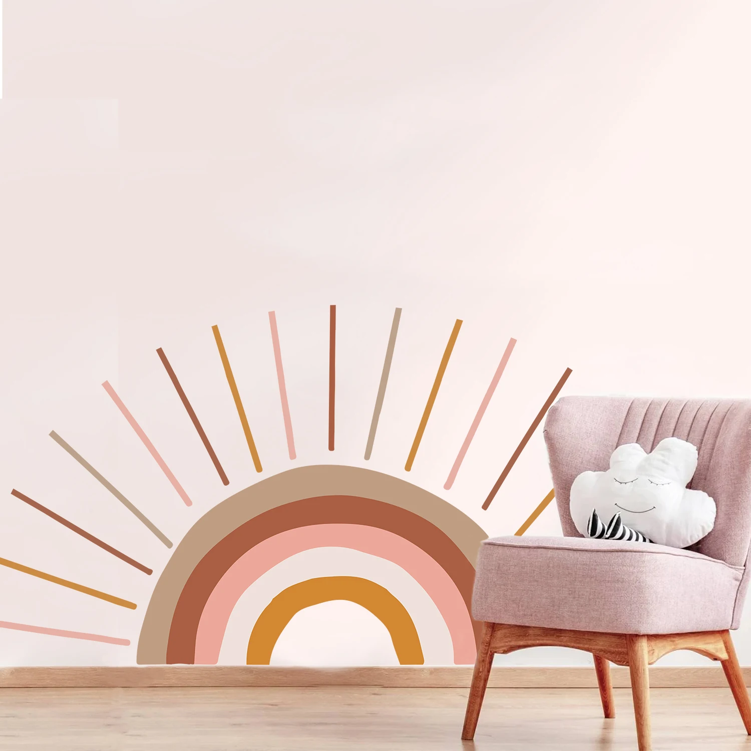 Cartoon Boho Rainbow Wall Sticker Wall Decals Home Decorations Color Mural Sticker Baby Living Bedroom Ornament Home Wallpaper