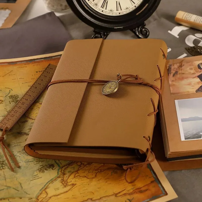 

Vintage Solid PU Leather DIY Album Homemade Handmade Adhesive Handheld Ledger Small Creative Retro Commemorative Album ZI120