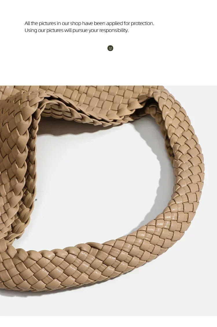 Schultertasche für Damen, gewebte Handtasche aus PU-Leder, handgewebt, große Kapazität, lässiges Geschenk für Damen, Arbeit, Büro, Einkaufen – Detail 10