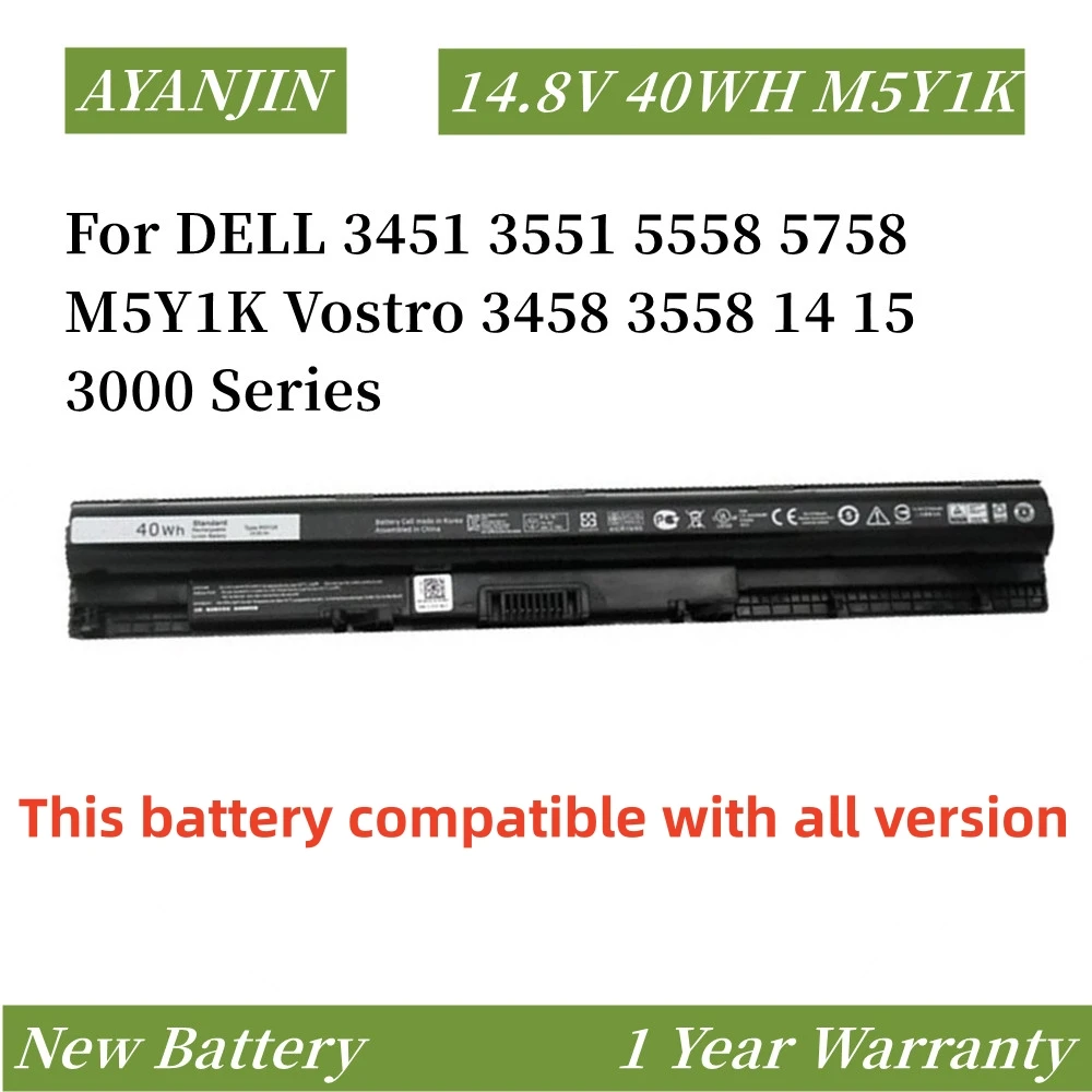 New 14.8V 3400mAh M5Y1K Battery For DELL Inspiron 3565 3576 3476 3567 5758 5759 5555 For Dell Vostro 3558 3568 3578 3478