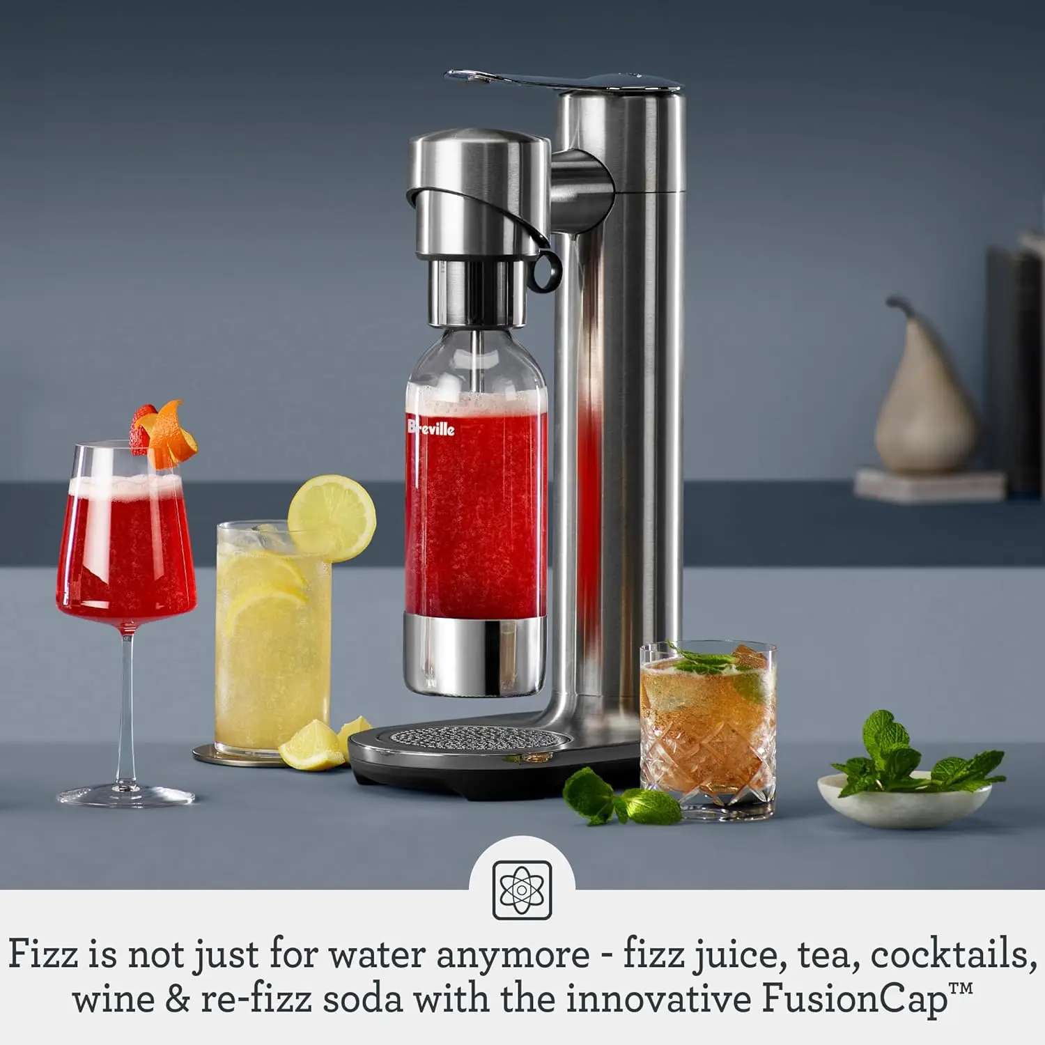 the InFizz™ Fusion Sparkling Beverage Carbonator, BCA800BSS, Brushed Stainless Steel