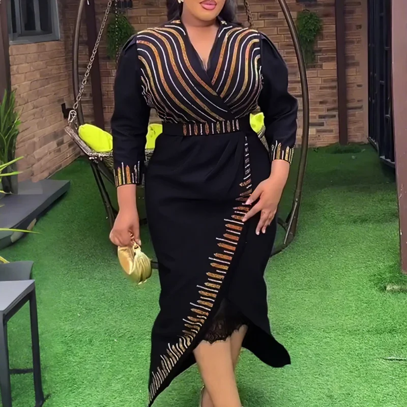 

african dress woman elegant boubou luxury dubai big size evening party Muslim Fashion Abayas fast shipping 2025 plus sexy modest