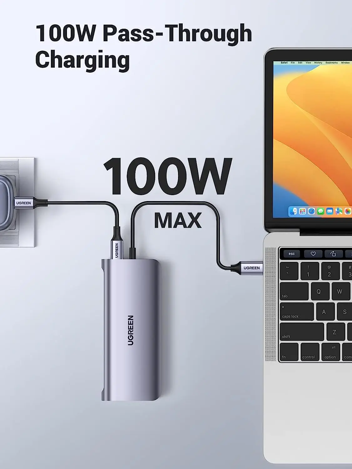 محور UGREEN USB C، محطة إرساء USB-C 10 في 1، 4K-HDMI وVGA DualMonitor، إيثرنت 1 جيجابت في الثانية، 100 وات PD، 3 منافذ 3.0، مقبس صوت 3.5 مم