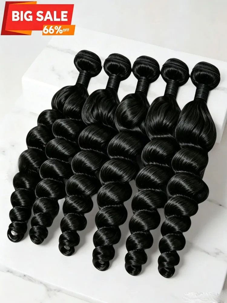 Loose Wave Human Hair 3 Or 4 Bundles Raw Virgin Unprocessed Brazilian Loose Deep Wave Human Hair Bundles 8-30 Inches Double Weft Hair Extensions