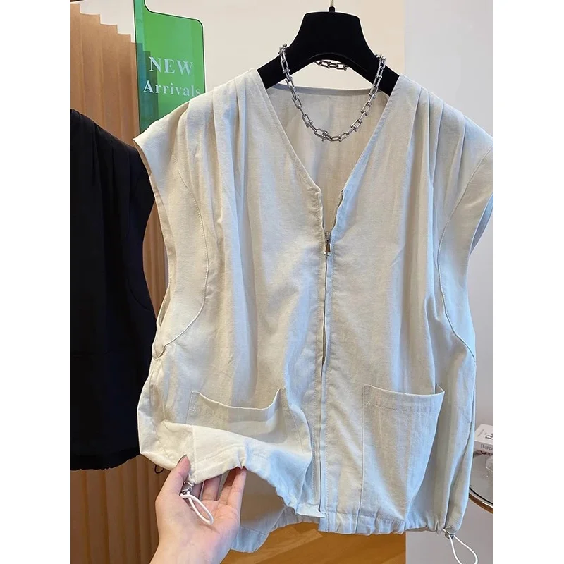 

Advanced Sense Dstring Loose Svel Belly Cover irt Spring Summer New Zipper ort Faionable Small irt