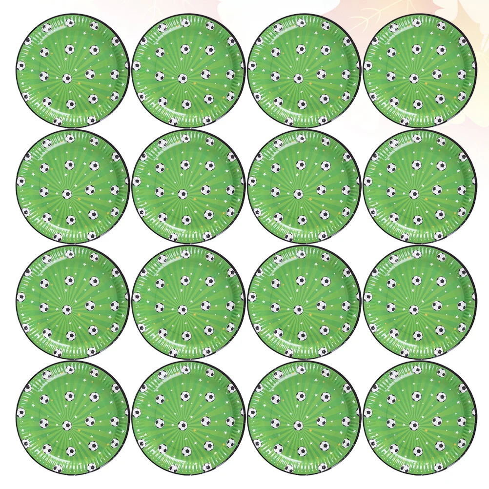 

16 Pcs Football Competition Paper Plates Eco Friendly Premium Material Creative Supplies Dessert Tray Lightweight