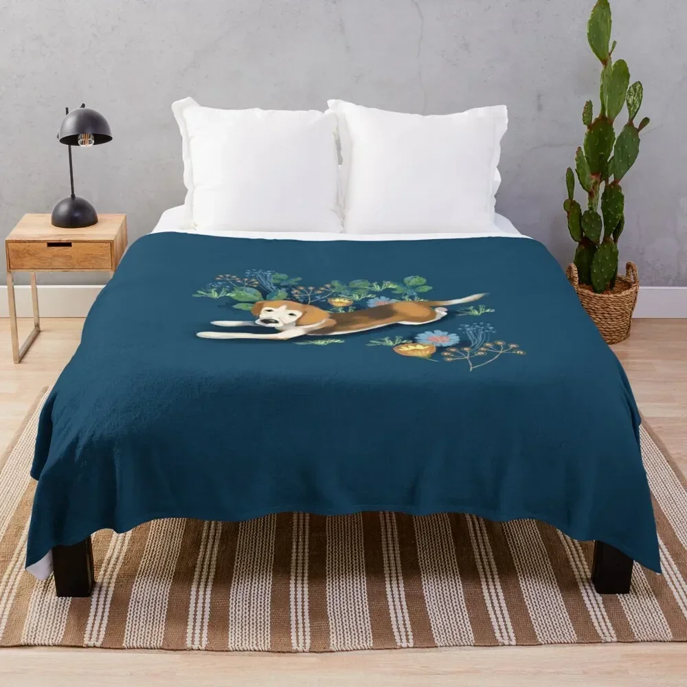 

Adorable beagle art with flowers Throw Blanket Cozy Warm Blanket for Bed Room Decor