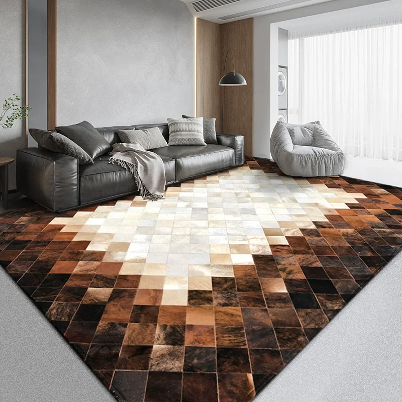 Genuine Cowhide Carpet Living Room Handmade Splicing Bedroom Rug Customizable Size Office Floor Mat Home Sofa Table Area Rugs