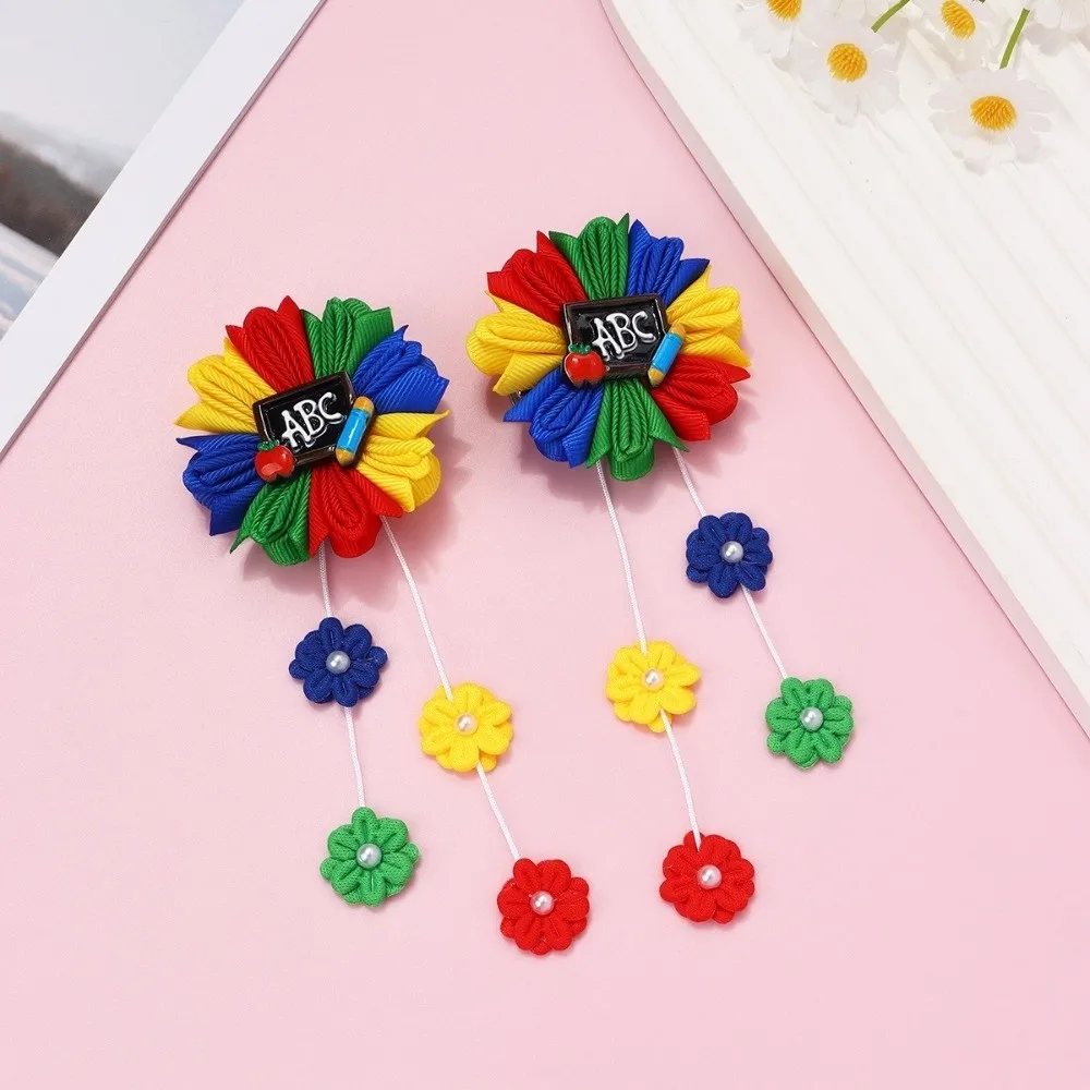 2 pçs moda bonito grampos de cabelo com flor borla adorável headwear simples presilhas acessórios para o cabelo