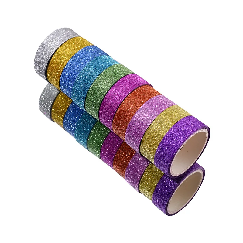 10PCS Glitter Glitter Pattern Washi Tape Adhesive Sticker Hand Diary Stickers Masking Tape Decorative Christmas DIY Crafts #5