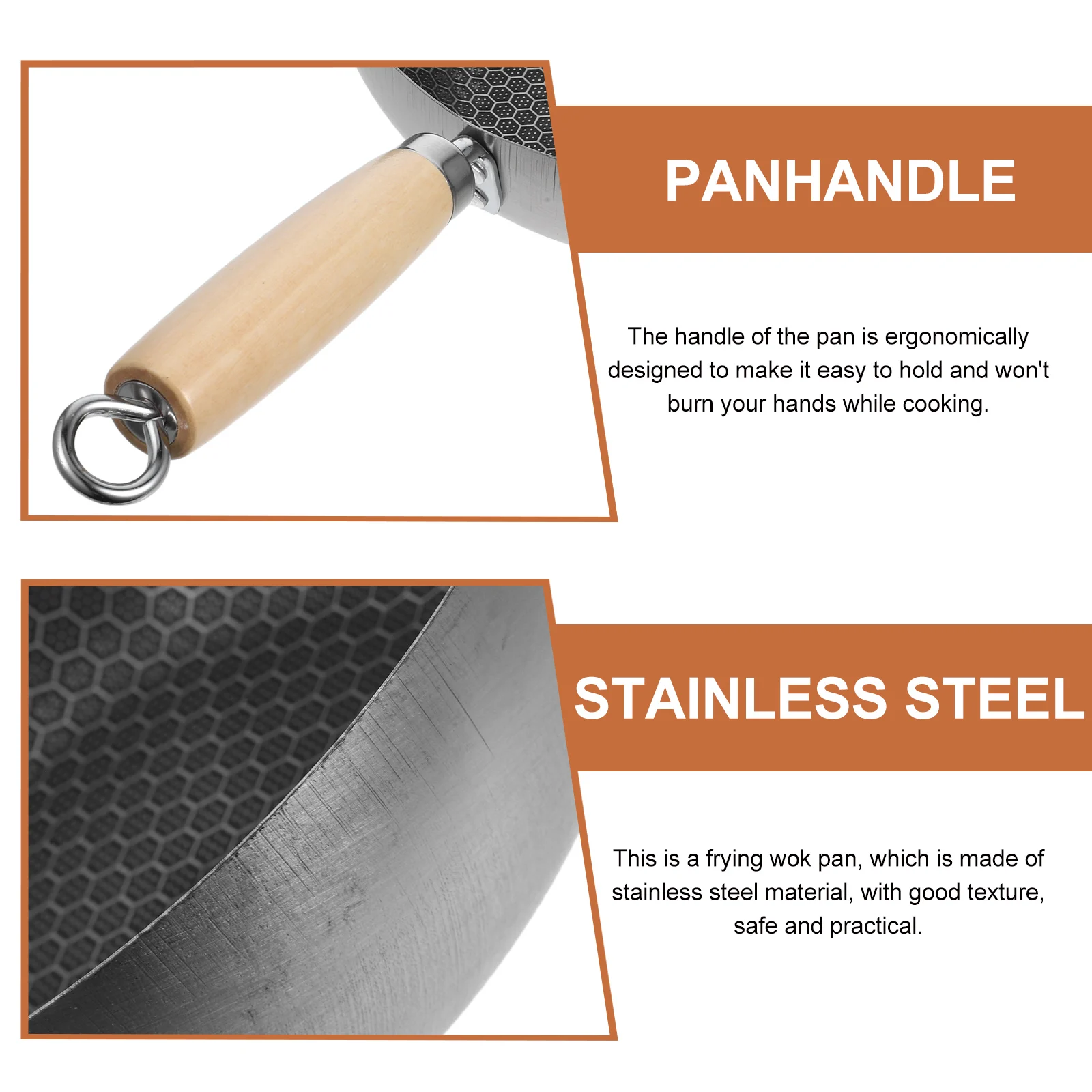

Honeycomb Frying Wok Non-stick Stainless Kitchen Cookware Steel Kitchen Cookware Gas Stove Clean