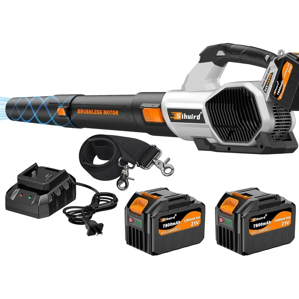 

675CM Electric Leaf Blowers with 2 x 7.8Ah Batteries, 3-Speed & Turbo, LED Lighting, Shoulder Strap