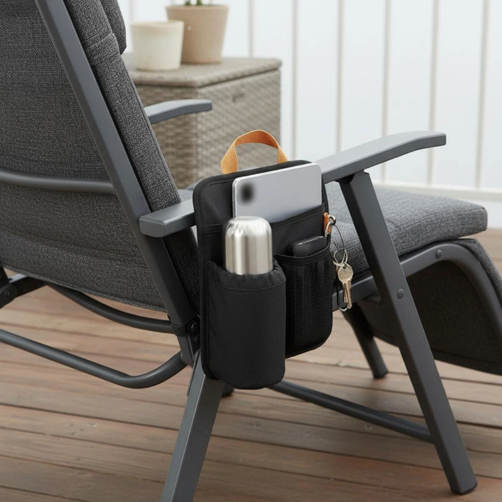 Armrest Storage Pouch Hook and Loop Straps Chair Side Pocket Holder Chair Holder Easy to Install Armrest Organizer Pouch
