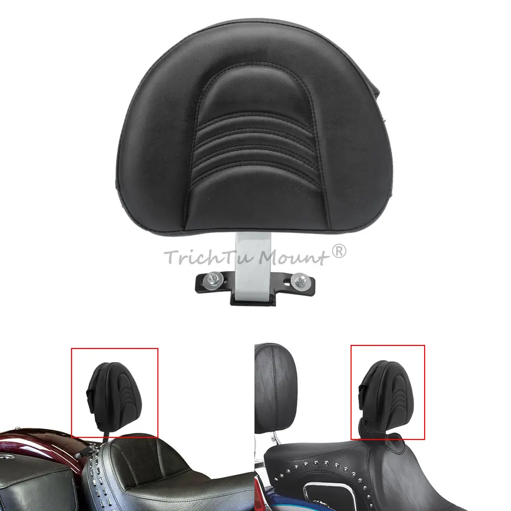 Motorcycle Adjustable Driver Backrest For Harley Davidson Flstc Flstf Flstfb 2007–2017 Chrome Bracket Pu Leather Easy Cleaning