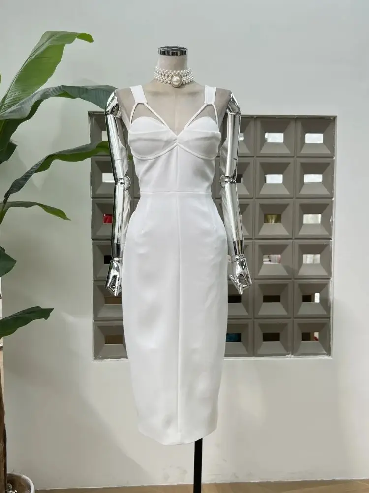 

Сексуальное летнее женское платье на бретельках 2025 года, новое шикарное белое праздничное платье с v-образным вырезом, женское элегантное вечернее платье для выпускного вечера, дня рождения, Vestido