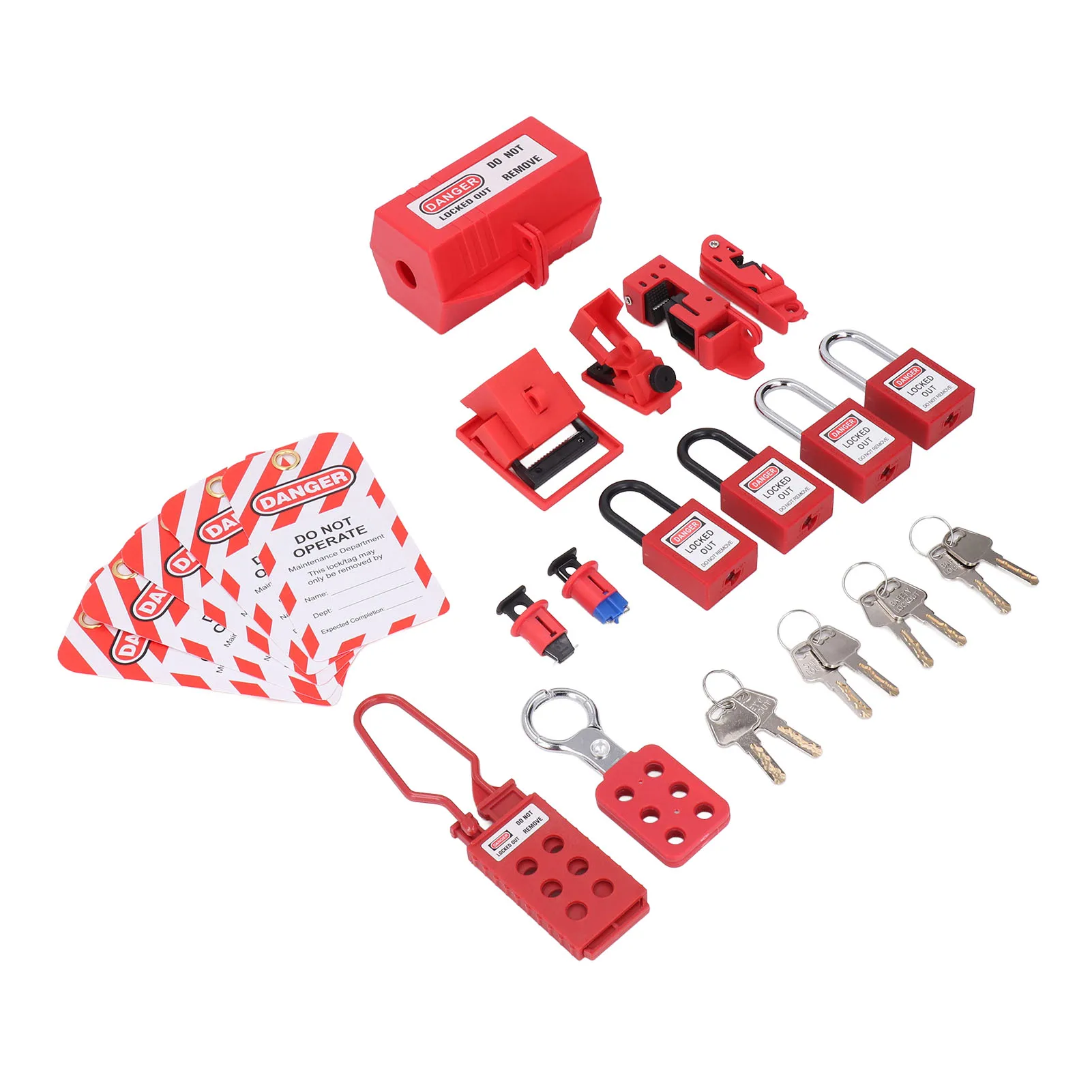 

Lock Out Out Kit Electrical Lockout Tagout Kit Hasps Plug Lockout Loto Safety Locks Hanging Tags Keys and Storage Bag