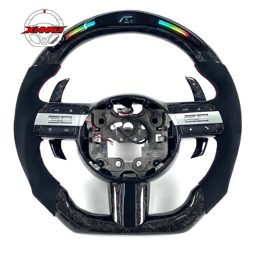 LED Forged Carbon Fiber Steering Wheel with Paddle Shifters for Hyundai Sonata 2024 2025 11th Gen N Line Flat Bottom