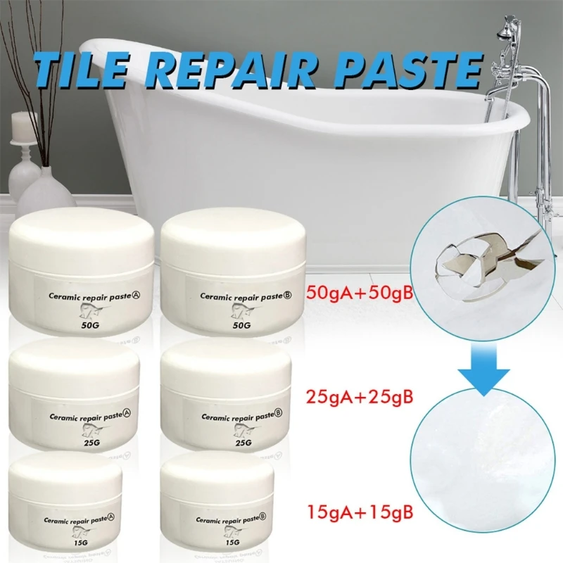 Ceramic Repair Paste Tub Tile & Shower Porcelain Repair for Crack Chip Ceramic Bathroom Tub Floor Ceramic Repair