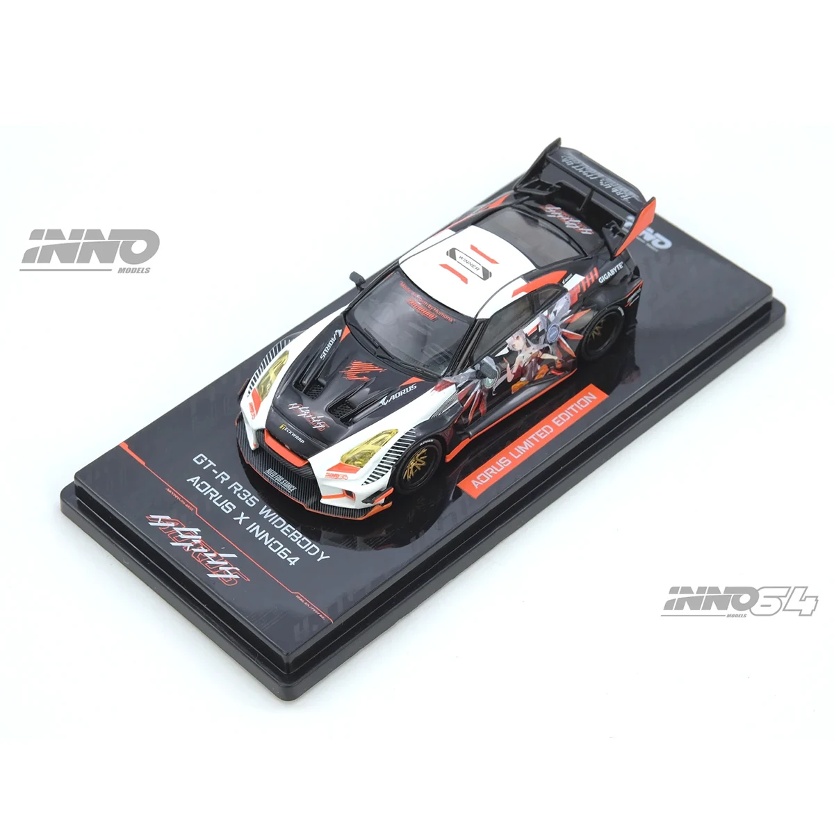 INNO64 x AORUS 1:64 Nissan GT-R R35 Widebody Itasha Livery Diecast Car Model In Stock Ready To Ship