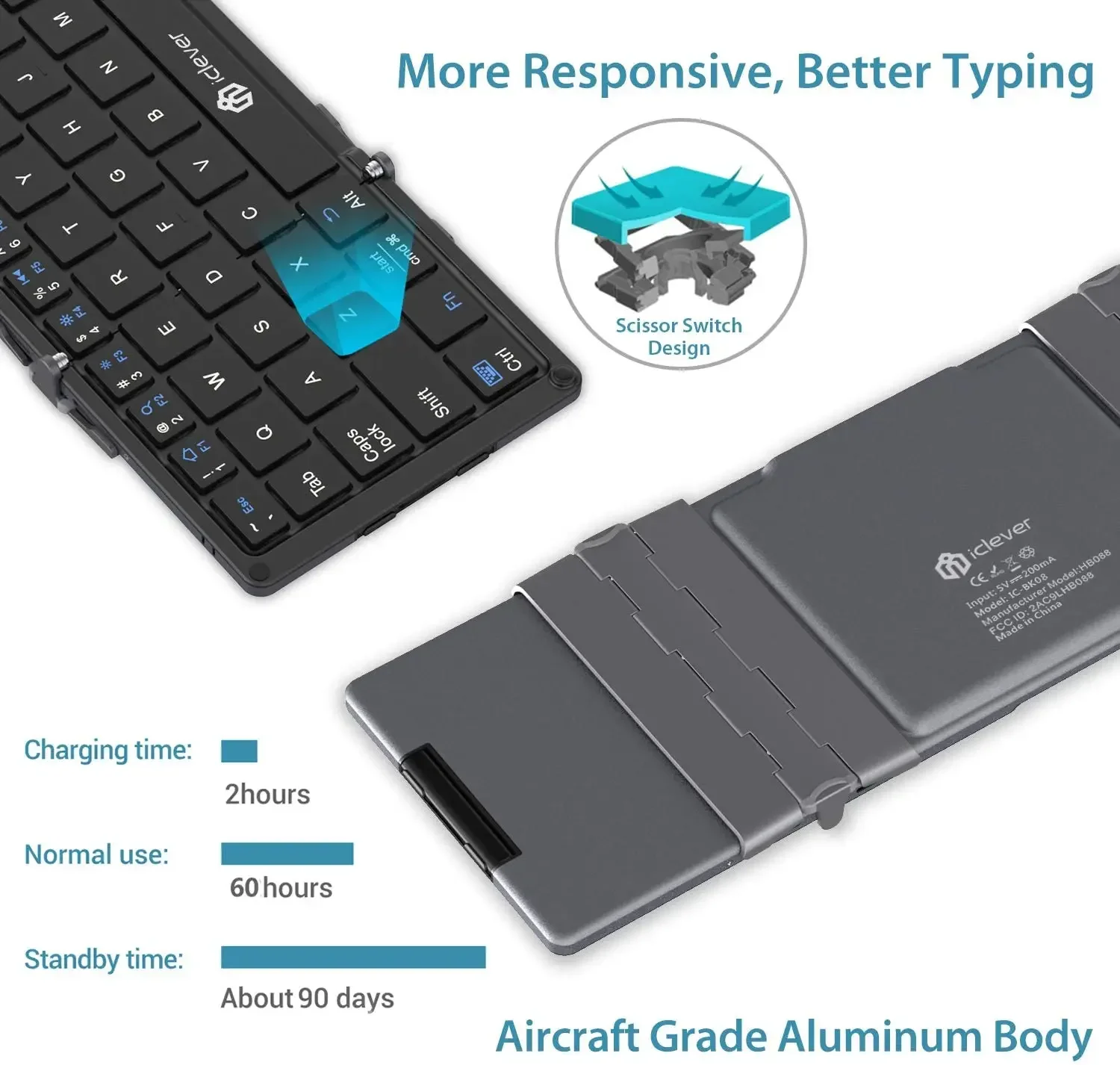 IClever BK08 Portable Tri-folding BT Keyboard With Touc     ad