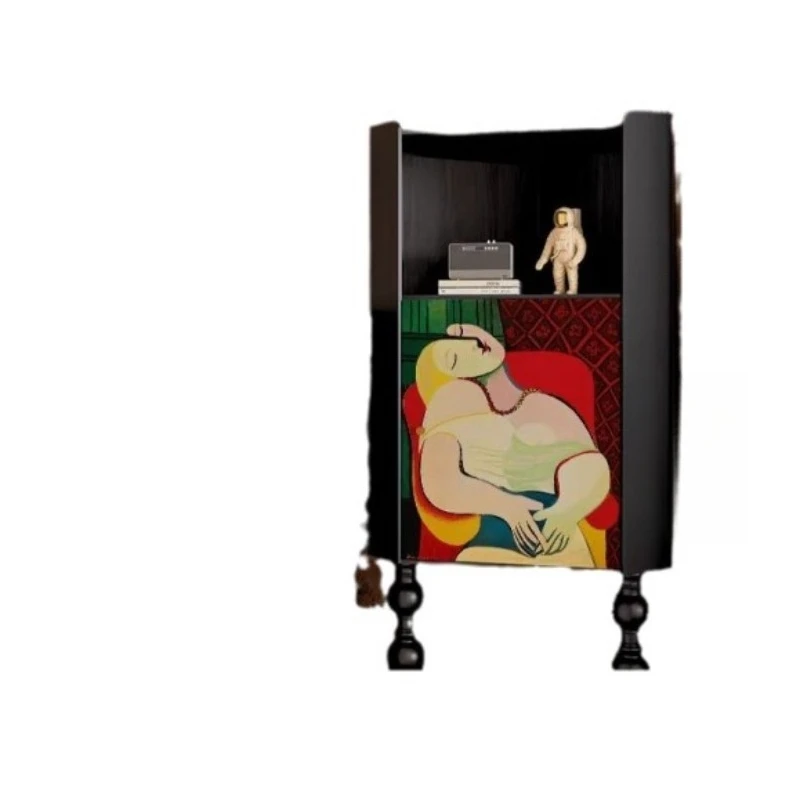Modern simple solid wood tall cabinet painted porch cabinet dining side living room multi-functional storage to decoration