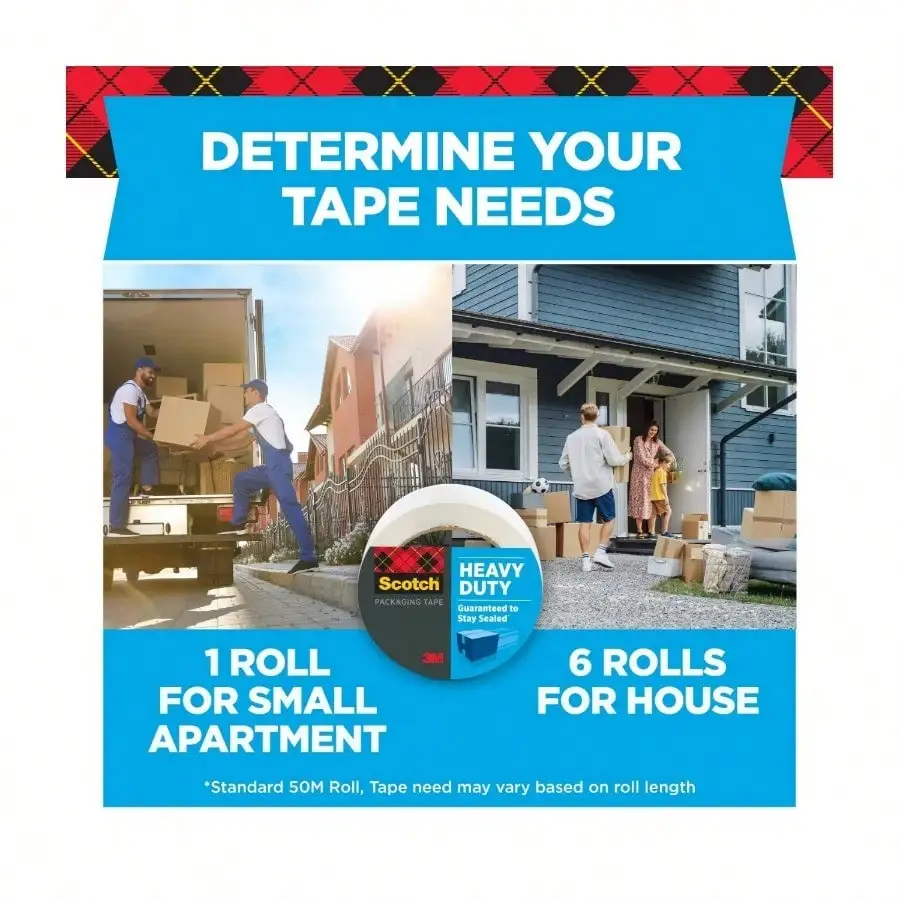 헤비 듀티 포장 테이프, 3인치 코어, 투명, 1.88인치 x 54.6야드