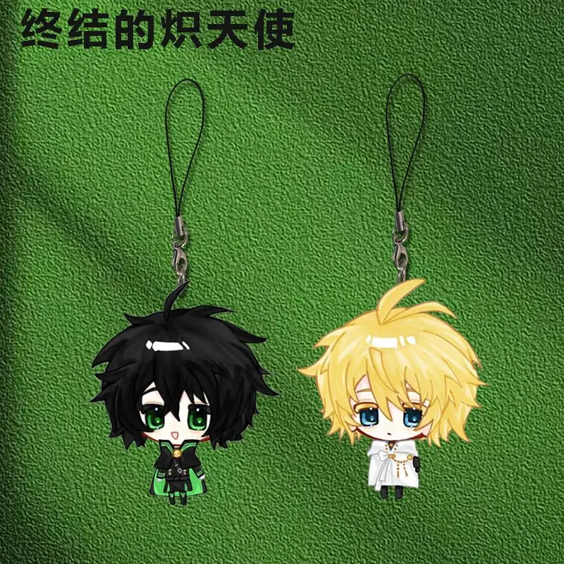 Seraph of The End Acrylic Phone Strap Cute Anime Cell Lanyard Key Chains Yuichiro Mikaela Pendant Bag Charm Keyring Cosplay Gift